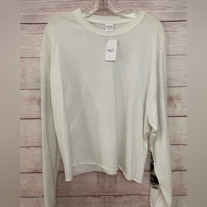 NWT Rue 21 Women’s Long Sleeve Pullover White Shirt Camo Accent XL
